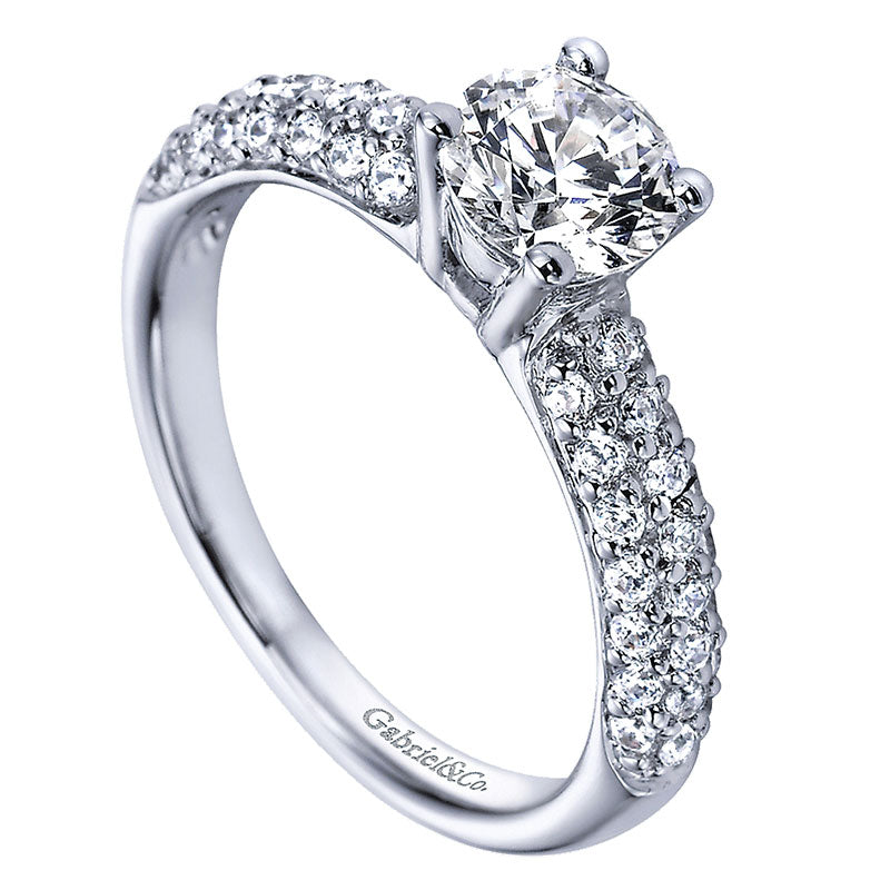 Engagement Ring 14k White Gold Diamond Straight