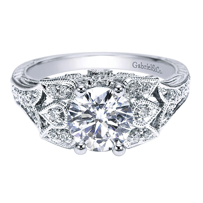 Engagement Ring 14k White Gold Diamond Straight