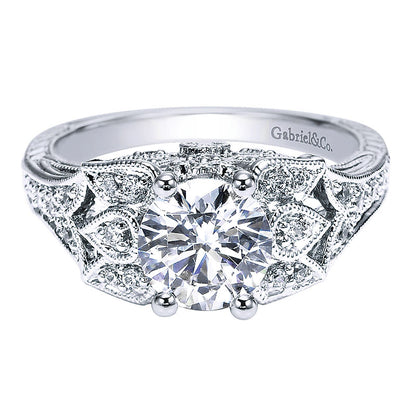 Engagement Ring 14k White Gold Diamond Straight