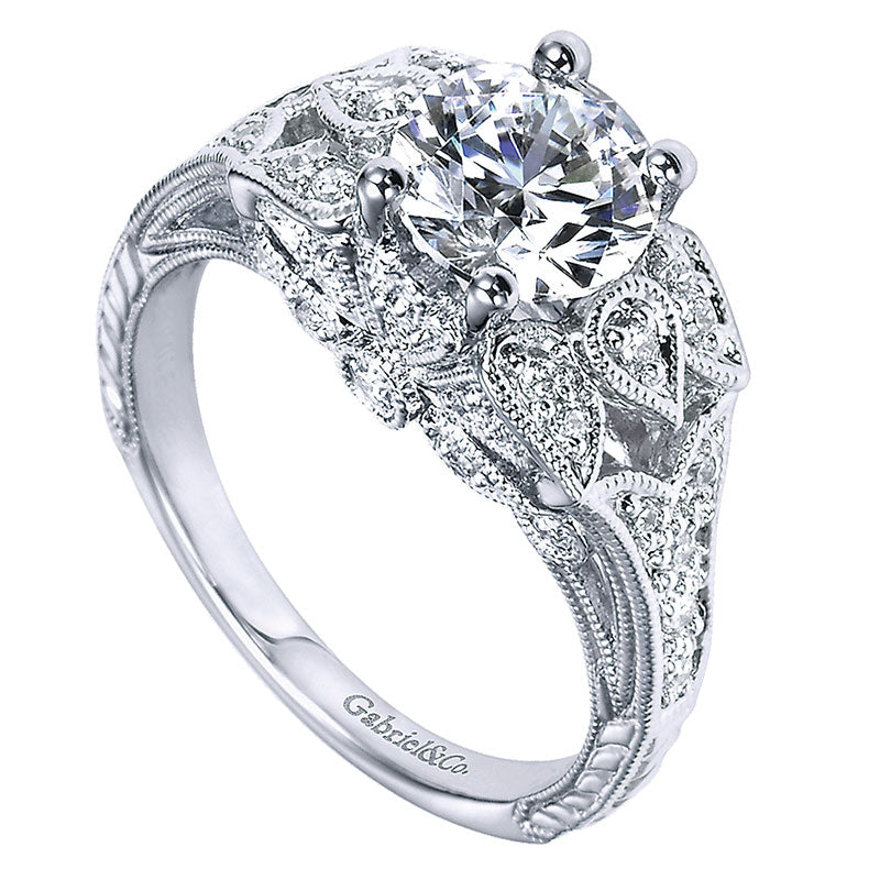 Engagement Ring 14k White Gold Diamond Straight