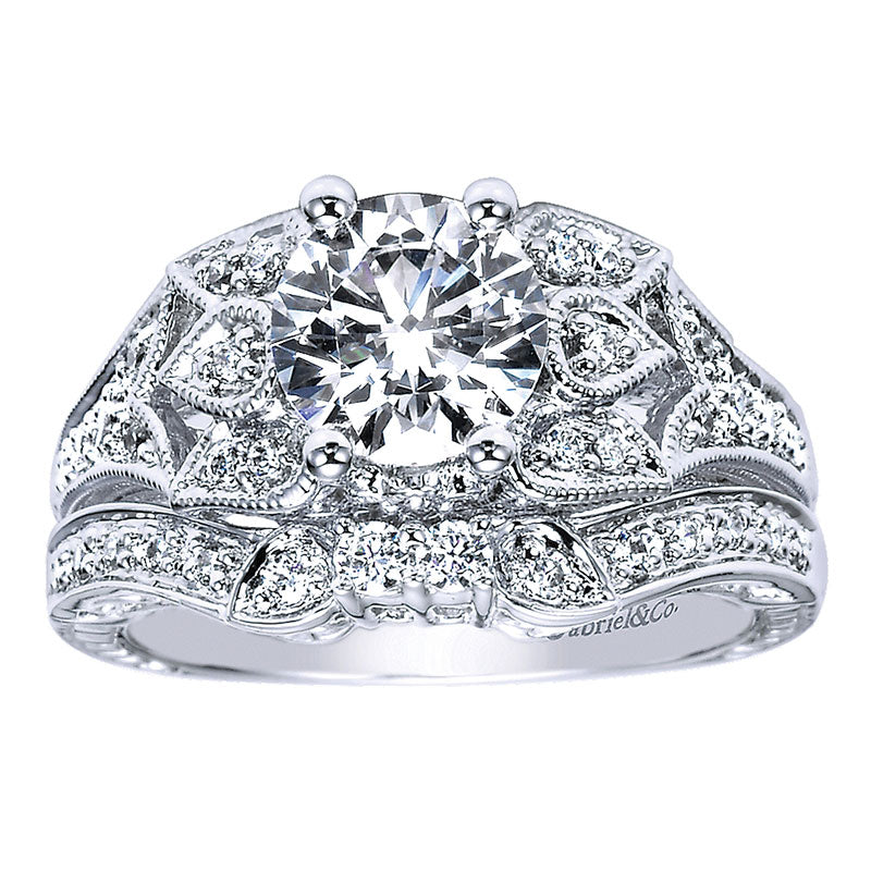 Engagement Ring 14k White Gold Diamond Straight