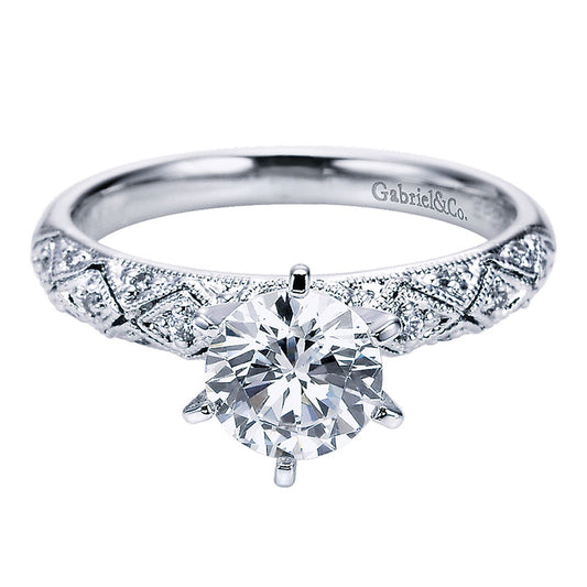Engagement Ring 14k White Gold Diamond Straight