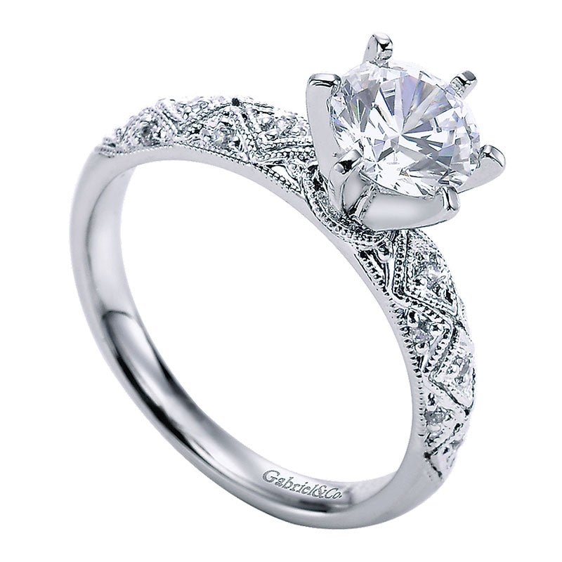 Engagement Ring 14k White Gold Diamond Straight