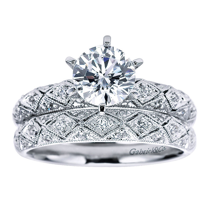 Engagement Ring 14k White Gold Diamond Straight
