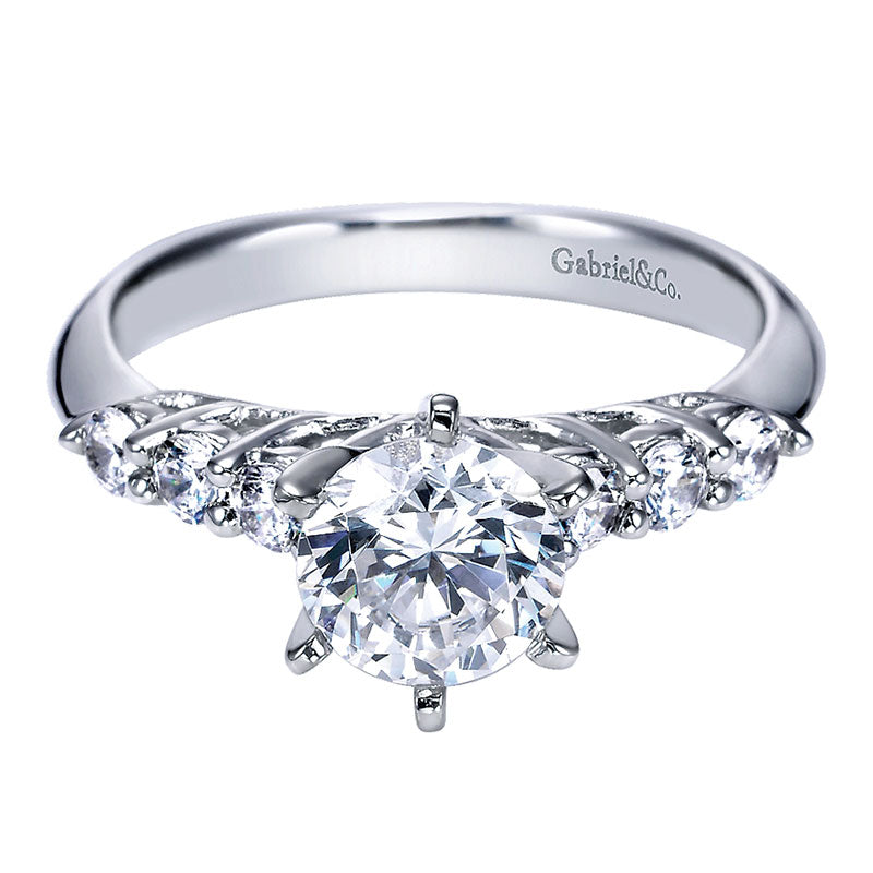 Engagement Ring 14k White Gold Diamond Straight