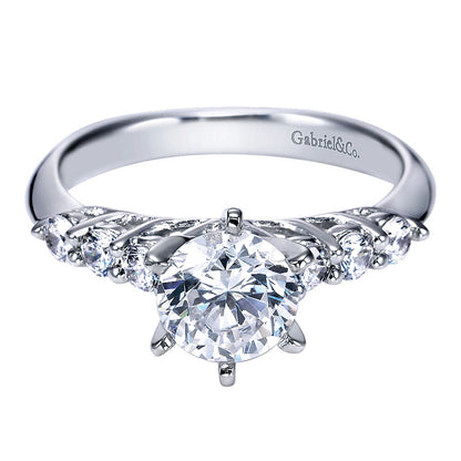 Engagement Ring 14k White Gold Diamond Straight
