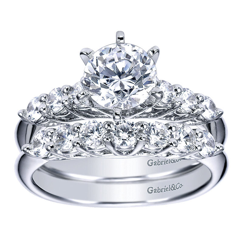 Engagement Ring 14k White Gold Diamond Straight