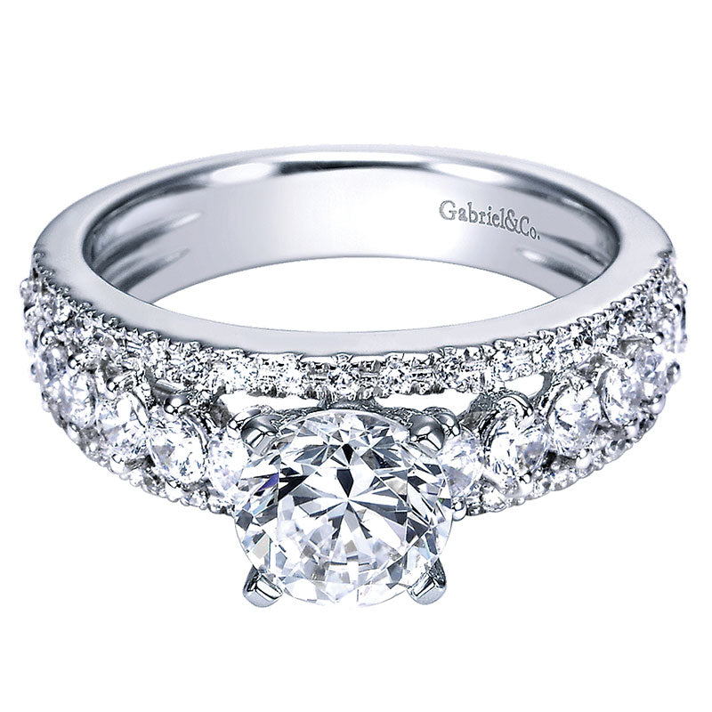 Engagement Ring 14k White Gold Diamond Straight