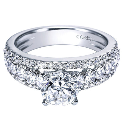 Engagement Ring 14k White Gold Diamond Straight