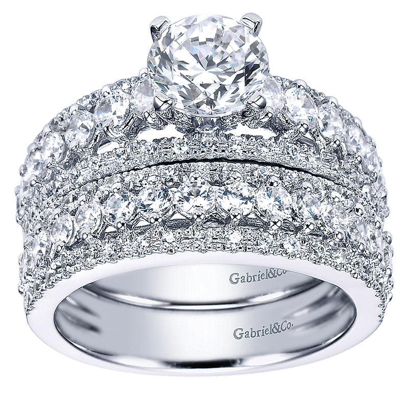 Engagement Ring 14k White Gold Diamond Straight