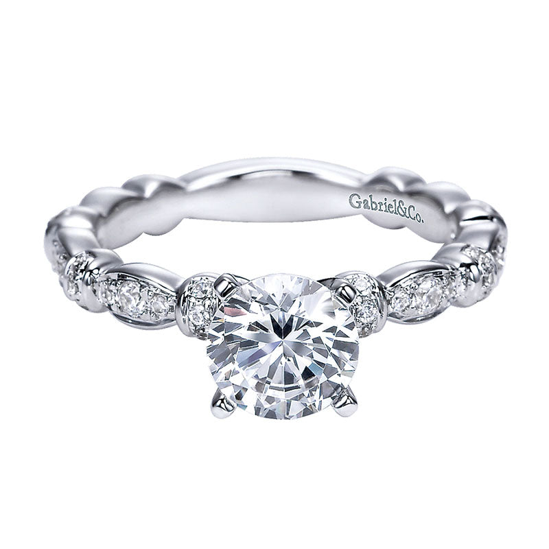 Engagement Ring 14k White Gold Diamond Straight