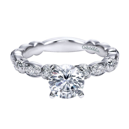 Engagement Ring 14k White Gold Diamond Straight