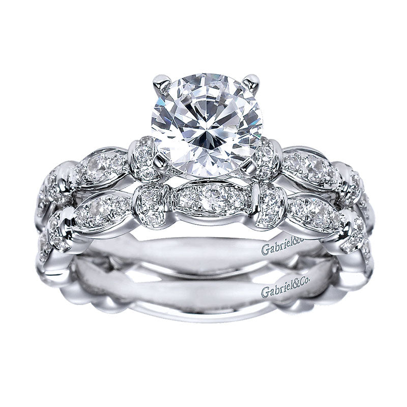 Engagement Ring 14k White Gold Diamond Straight