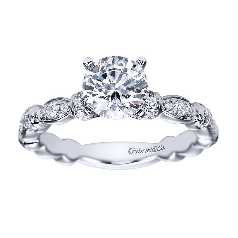 Engagement Ring 14k White Gold Diamond Straight