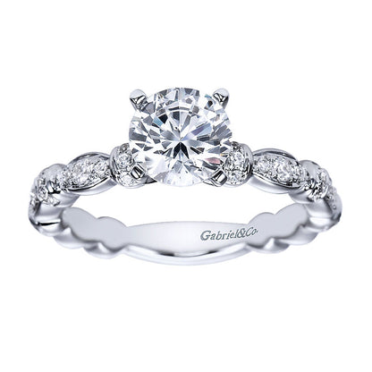 Engagement Ring 14k White Gold Diamond Straight