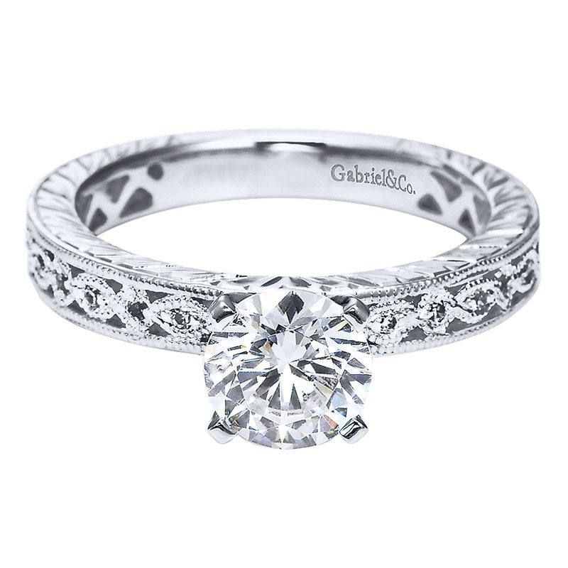 Engagement Ring 14k White Gold Diamond Straight