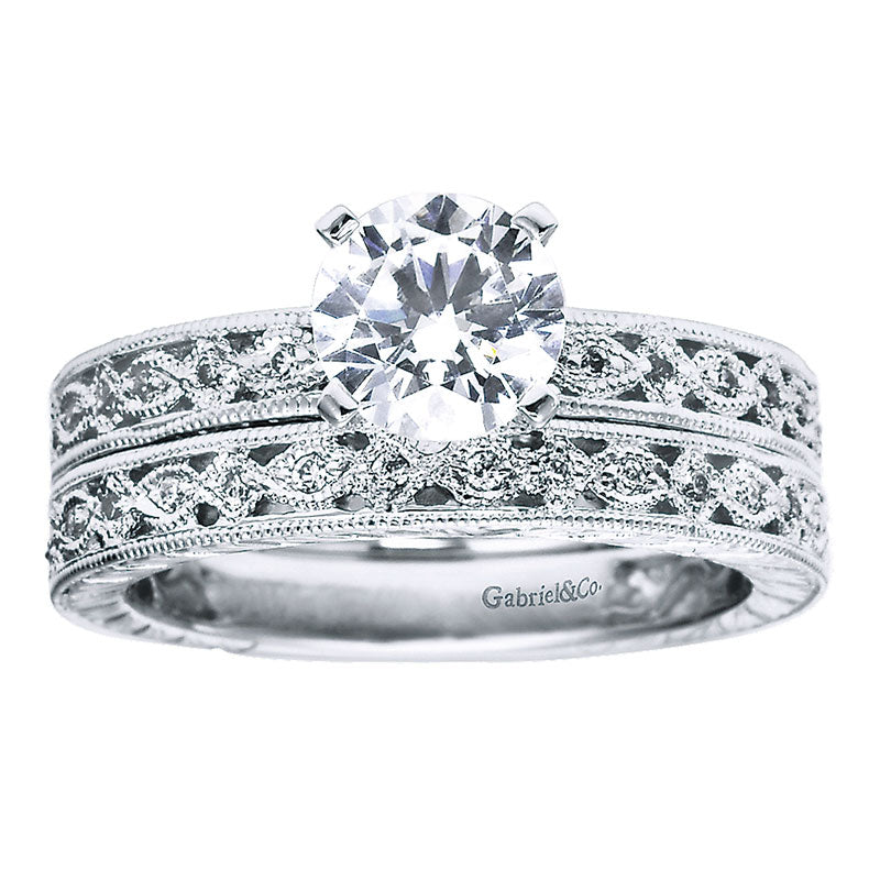 Engagement Ring 14k White Gold Diamond Straight