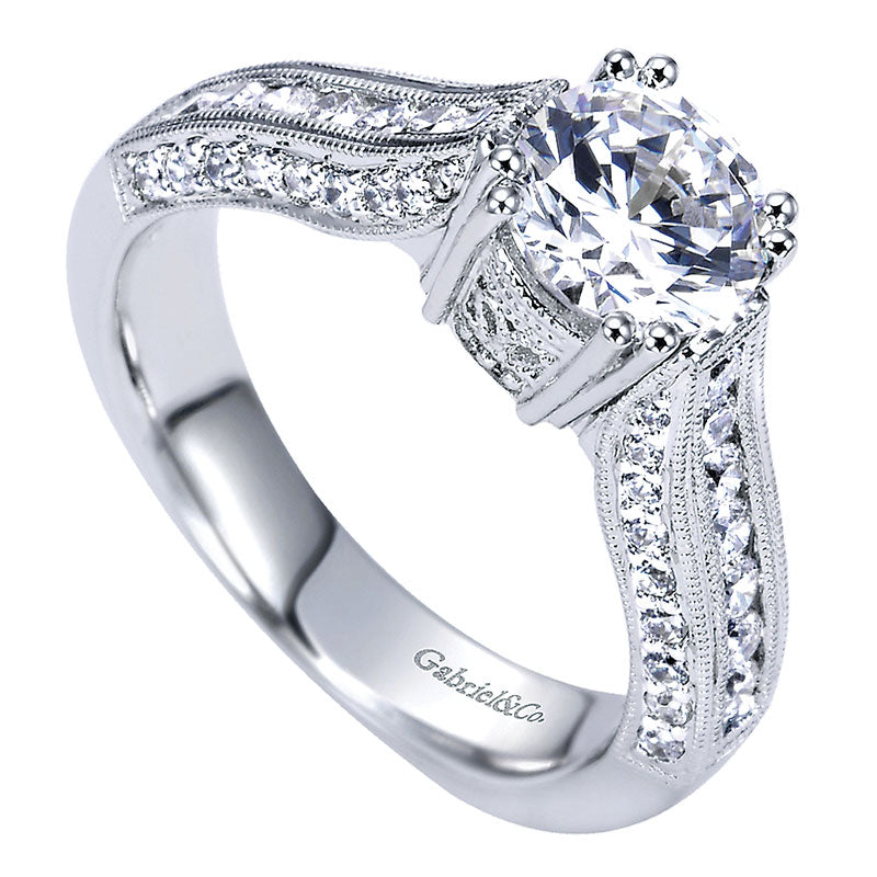 Engagement Ring 14k White Gold Diamond Straight