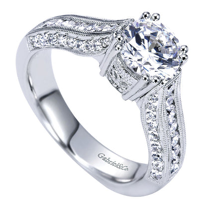 Engagement Ring 14k White Gold Diamond Straight