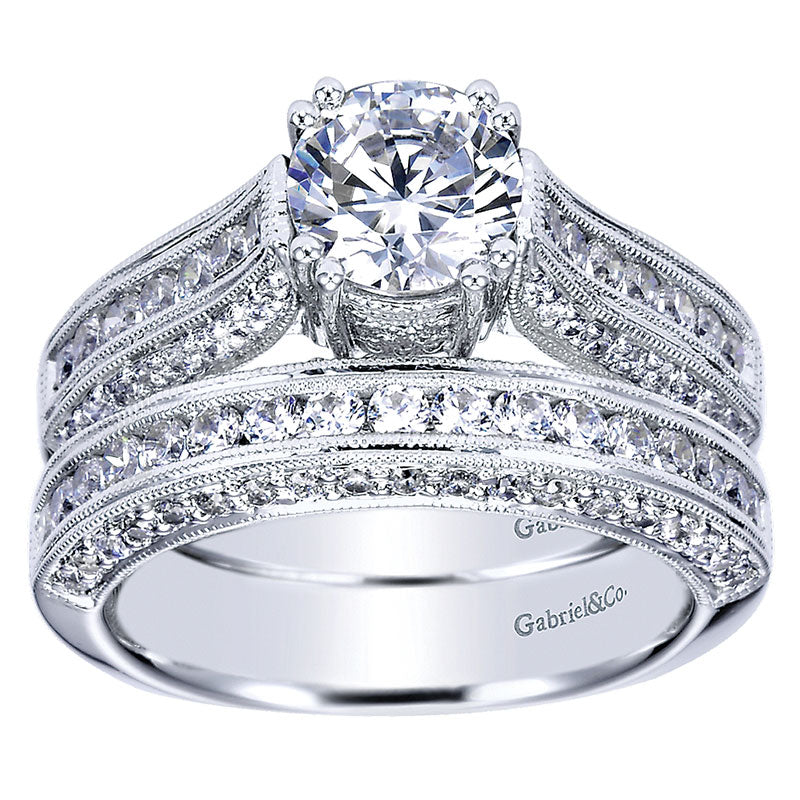 Engagement Ring 14k White Gold Diamond Straight