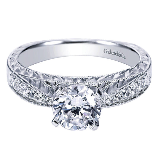 Engagement Ring 14k White Gold Diamond Straight