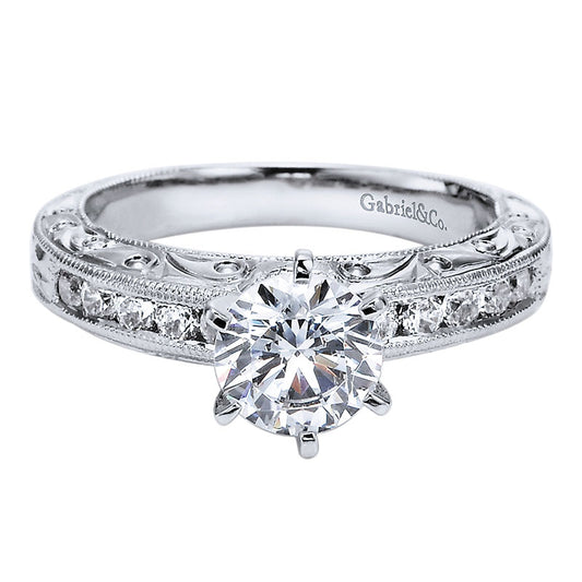 14K White Gold Diamond Straight 14K White Gold Engagement Ring ER4178W44Jj