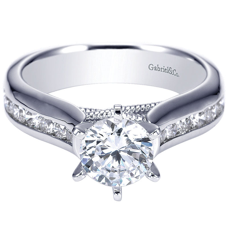 Engagement Ring 14k White Gold Diamond Straight