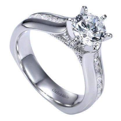 Engagement Ring 14k White Gold Diamond Straight