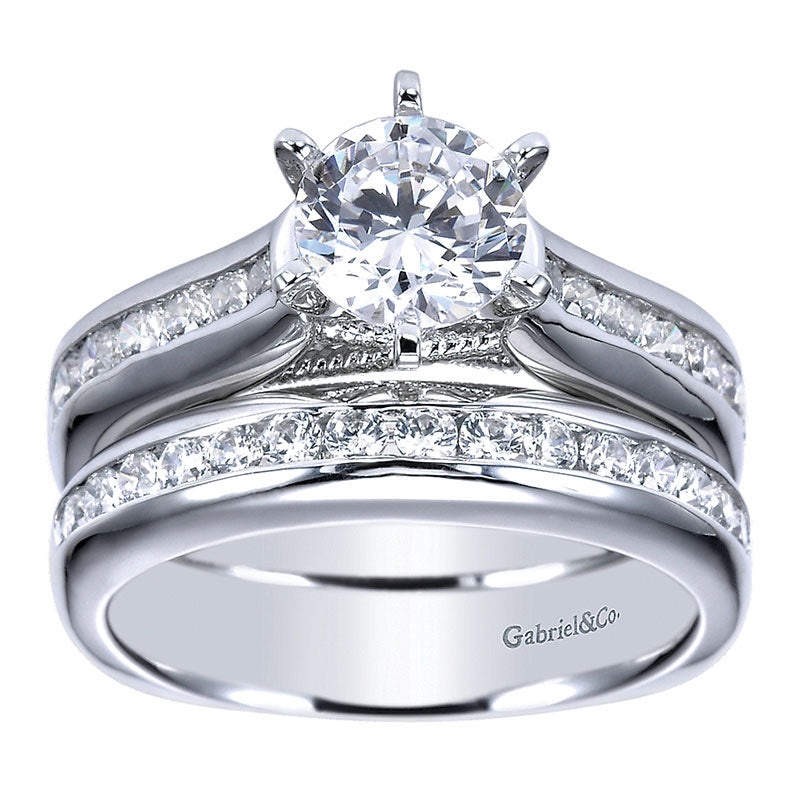 Engagement Ring 14k White Gold Diamond Straight