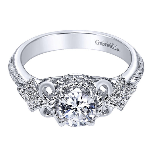 Engagement Ring 14k White Gold Diamond Straight