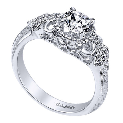 Engagement Ring 14k White Gold Diamond Straight