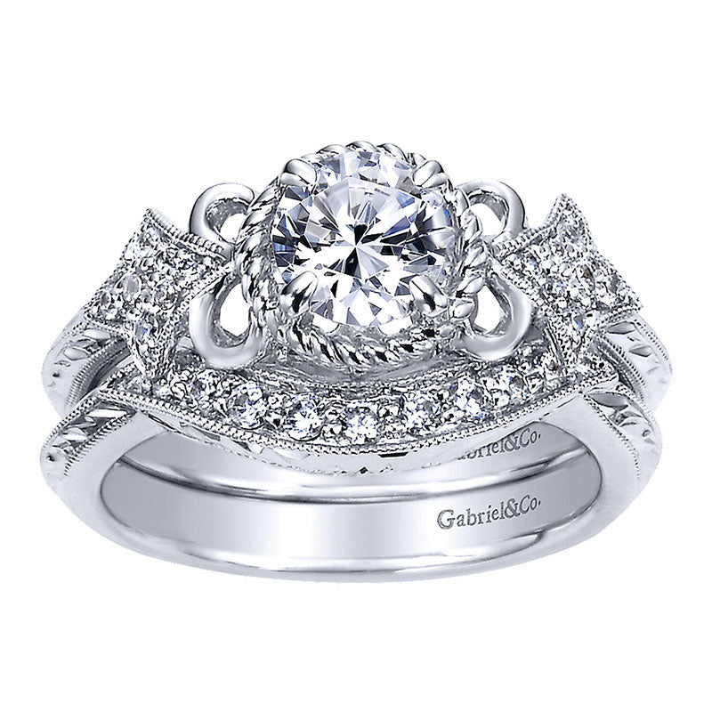 Engagement Ring 14k White Gold Diamond Straight