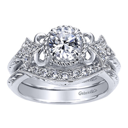 Engagement Ring 14k White Gold Diamond Straight