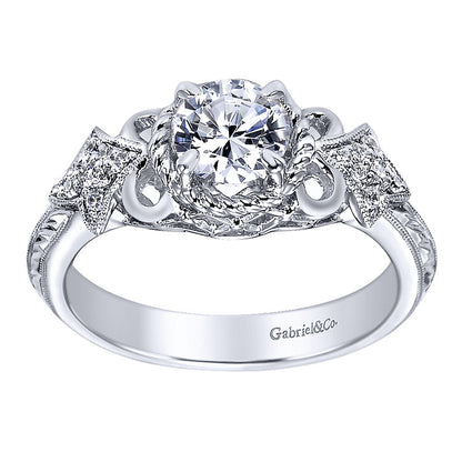Engagement Ring 14k White Gold Diamond Straight