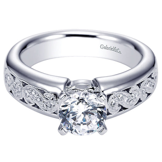 Engagement Ring 14k White Gold Diamond Straight