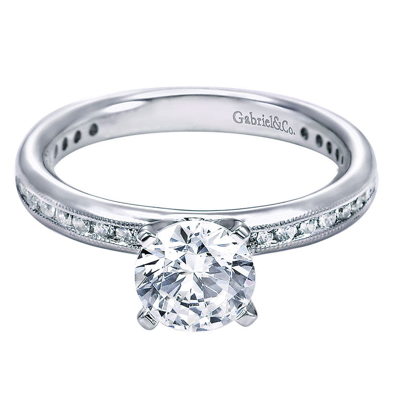 Engagement Ring 14k White Gold Diamond Straight