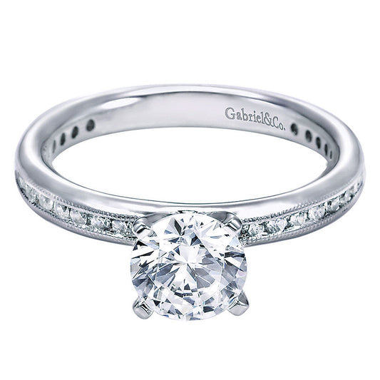 Engagement Ring 14k White Gold Diamond Straight