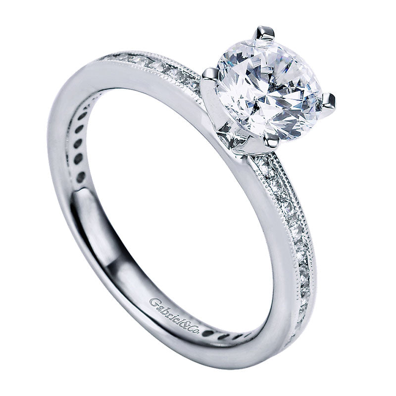 Engagement Ring 14k White Gold Diamond Straight