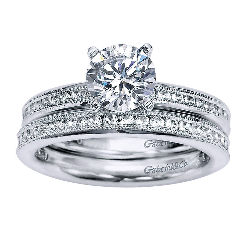 Engagement Ring 14k White Gold Diamond Straight