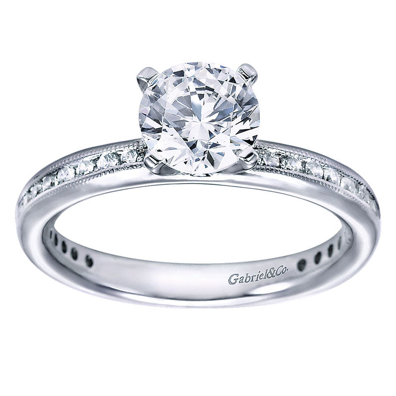Engagement Ring 14k White Gold Diamond Straight