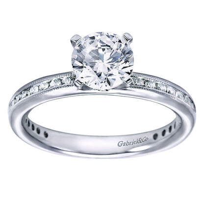 Engagement Ring 14k White Gold Diamond Straight