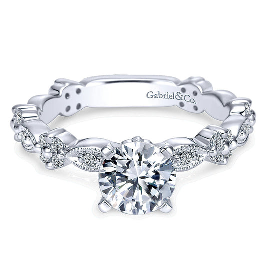Engagement Ring 14k White Gold Diamond Straight