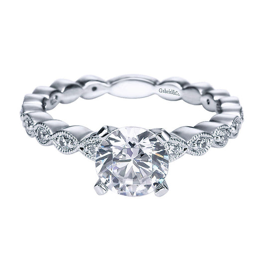 Engagement Ring 14k White Gold Diamond Straight