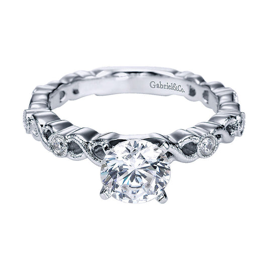 Engagement Ring 14k White Gold Diamond Straight