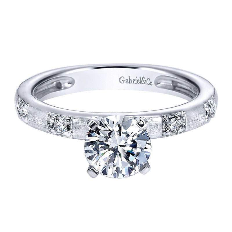 Engagement Ring 14k White Gold Diamond Straight