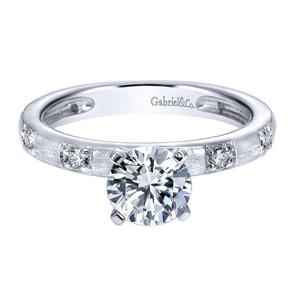 Engagement Ring 14k White Gold Diamond Straight