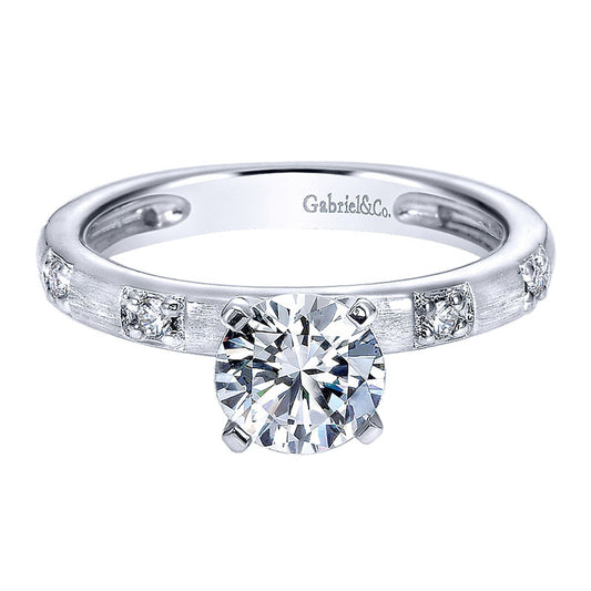 Engagement Ring 14k White Gold Diamond Straight