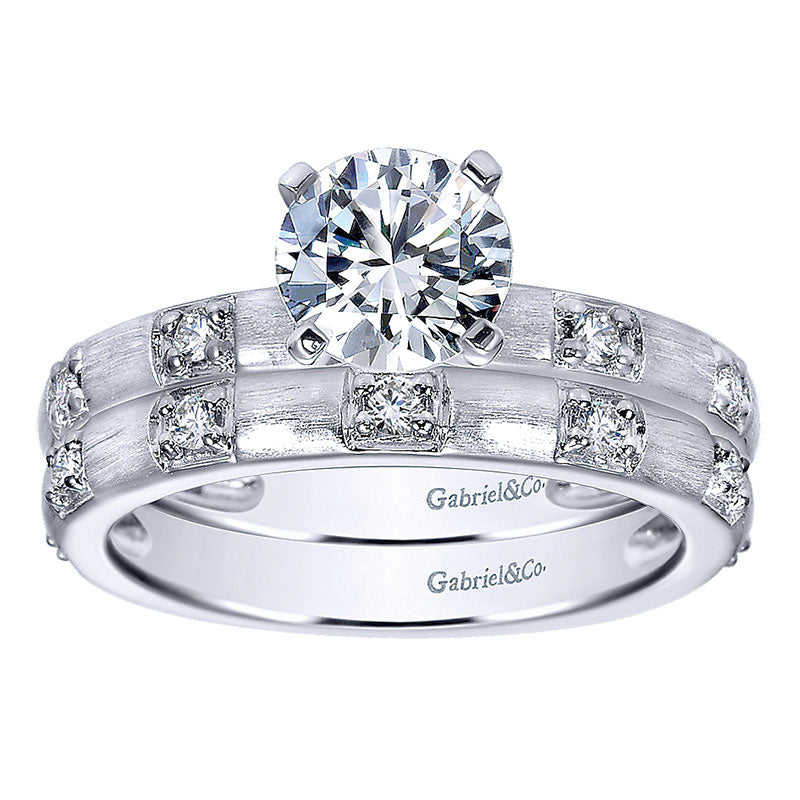 Engagement Ring 14k White Gold Diamond Straight