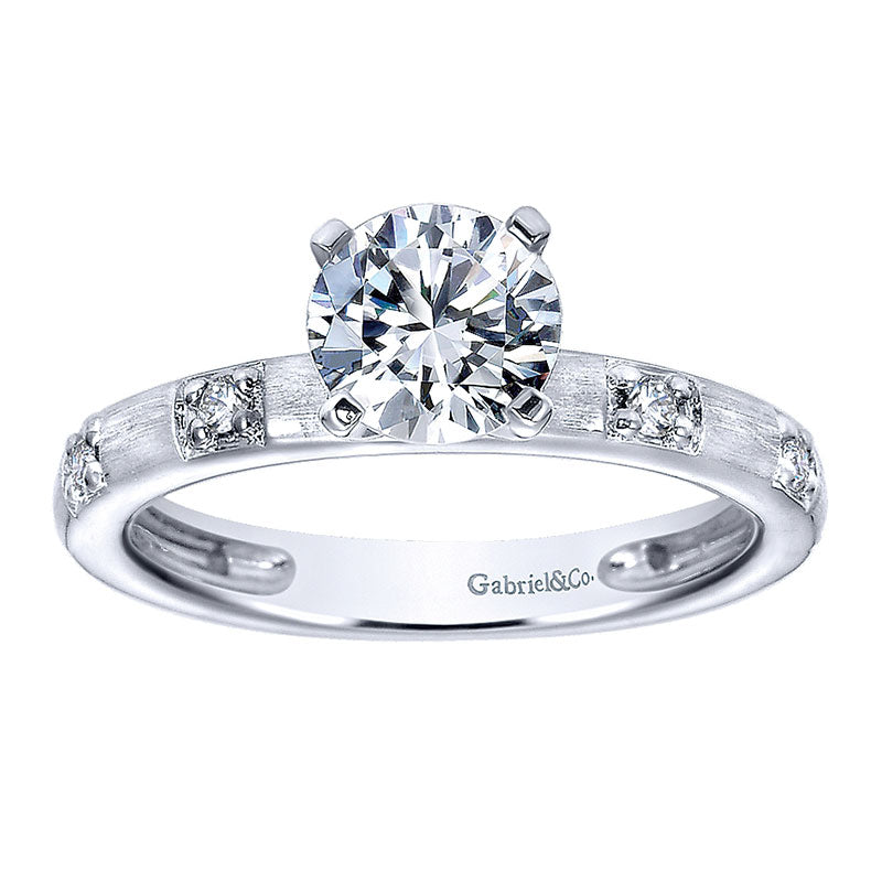 Engagement Ring 14k White Gold Diamond Straight