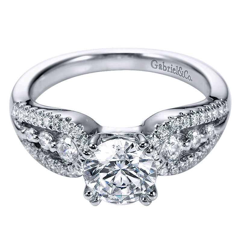 Engagement Ring 14k White Gold Diamond Straight